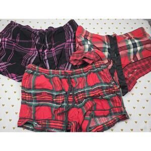 Victorias Secret PINK Lot of 3 MEDIUM Plaid Sleep Shorts Boxers Pajama Bottoms